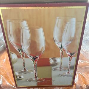 Lenox Holiday Ribbon Goblet Set - Red and Gold
